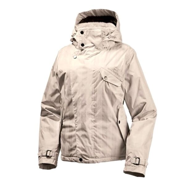 Burton Duchess Cream White Checked Insulated Ski Jacket Faux Fur Collar Size XS - Picture 5 of 16